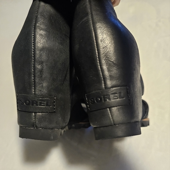 Sorel Joanie Wedge Sandals Size 9 Black Lace Up Leather - Picture 7 of 10
